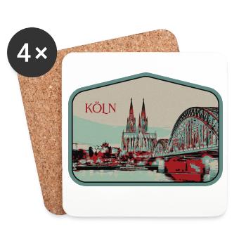 Panoramablick Köln Illustration - Untersetzer (4er-Set) - Weiß - Vorne