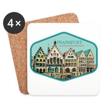 centre historique : Hôtel de ville de Francfort - Dessous de verre (lot de 4) - blanc - Devant