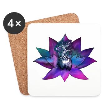 Lotus with Soul Tree – Spiritual Illustration - Coasters (set of 4) - white - Front