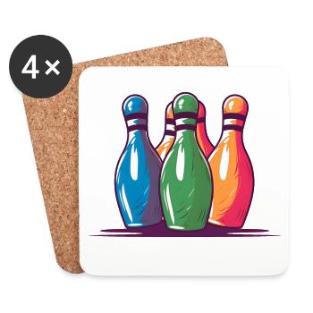 Bowling Pins Comic Stil - Untersetzer (4er-Set) - Weiß - Vorne