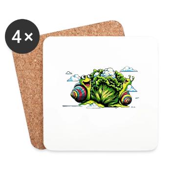 denglisch spruch now we have the salad schnecke - Untersetzer (4er-Set) - Weiß - Vorne