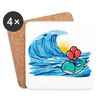 Wal Fisch Schwimmer Welle schwimmen - Untersetzer (4er-Set) - Weiß - Vorne