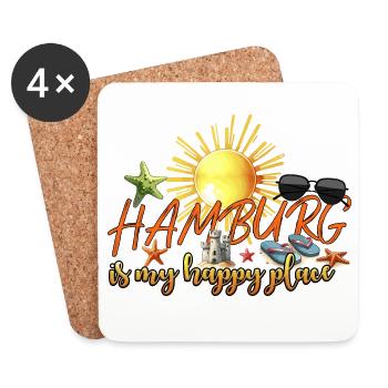 Hamburg is my happy place Urlaubsreise Nordsee - Untersetzer (4er-Set) - Weiß - Vorne