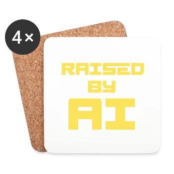 RAISED BY AI - Untersetzer (4er-Set) - Weiß - Vorne