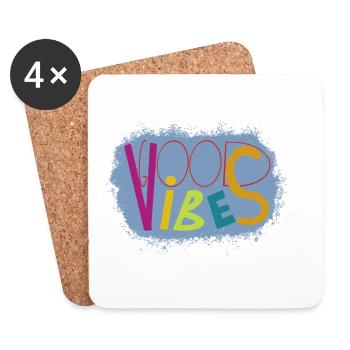 Vibrant Vibes Art Design - Dessous de verre (lot de 4) - blanc - Devant