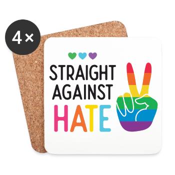 LGBT Pride Month - Direkt gegen Hass - Untersetzer (4er-Set) - Weiß - Vorne