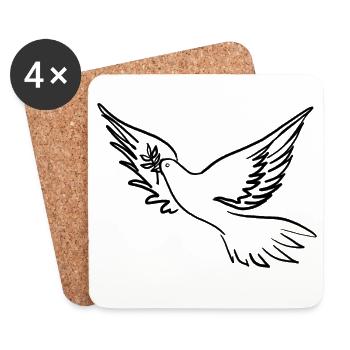 Dove of Peace / Pace / Peace - Coasters (set of 4) - white - Front