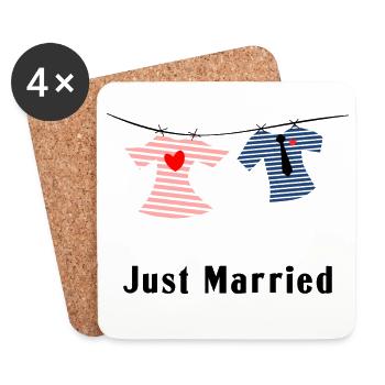 COUPLE. JUST MARRIED. EVJF. SAINT VALENTIN. LOVE. - Dessous de verre (lot de 4) - blanc - Devant