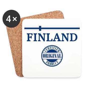 Flagge von Finnland, finnischer Stolz - Untersetzer (4er-Set) - Weiß - Vorne