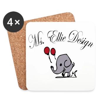 Elephant lady with balloons - Coasters (set of 4) - white - Front