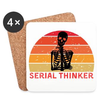 Serial Thinker Skeleton Thinking Retro Sunset - Coasters (set of 4) - white - Front
