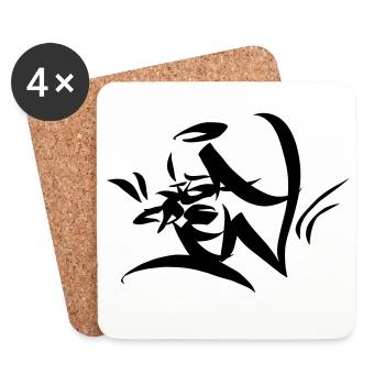 Graffiti Tag JGA Crew Angel 01 1C - Untersetzer (4er-Set) - Weiß - Vorne