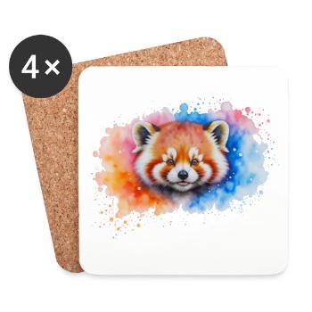 Wasserfarbener Roter Panda Splash - Untersetzer (4er-Set) - Weiß - Vorne