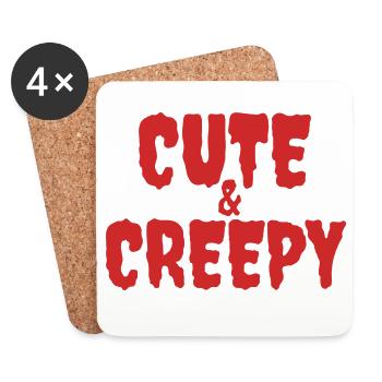 Haunted Cartoon Creature Illustration - Coasters (set of 4) - white - Front