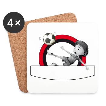 Fussballer kickt aus dem Kreis - Untersetzer (4er-Set) - Weiß - Vorne