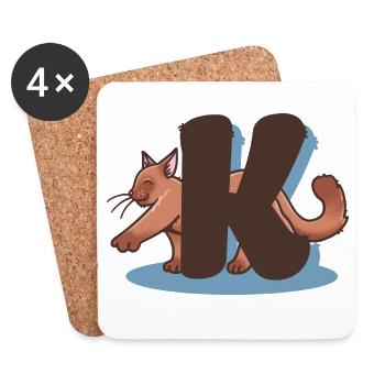 Katze Buchstabe K - Untersetzer (4er-Set) - Weiß - Vorne