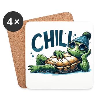 Cadeau Chill Toad Turtle Cool Chill - Dessous de verre (lot de 4) - blanc - Devant