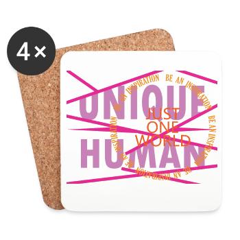 Einzigartiger Mensch – Just one World. - Untersetzer (4er-Set) - Weiß - Vorne