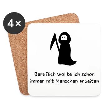 Beruflich mit Menschen arbeiten | Sensenmann Spaß - Untersetzer (4er-Set) - Weiß - Vorne
