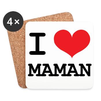 J'aime ma maman - Fête des Mères - Dessous de verre (lot de 4) - blanc - Devant