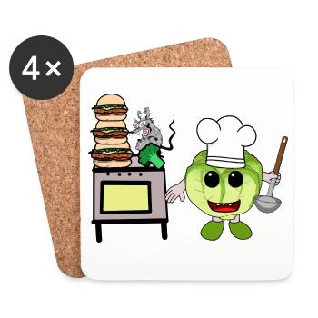Cabbage Kitchen Cooking Amateur Chef Host Chefs - Coasters (set of 4) - white - Front