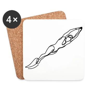 Swimmer Sketch - Coasters (set of 4) - white - Front