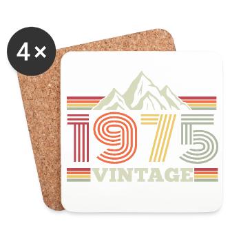Anniversaire 1975 Montagnes de randonnée rétro en nature - Dessous de verre (lot de 4) - blanc - Devant