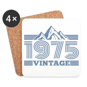 Anniversaire 1975 Montagnes de randonnée rétro en nature - Dessous de verre (lot de 4) - blanc - Devant