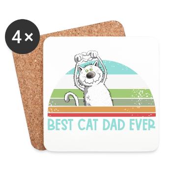 Meilleur chat papa chats papa papa vintage amoureux des chats - Dessous de verre (lot de 4) - blanc - Devant