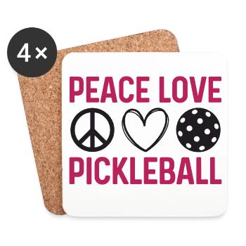 Peace Love Pickleball - Coasters (set of 4) - white - Front