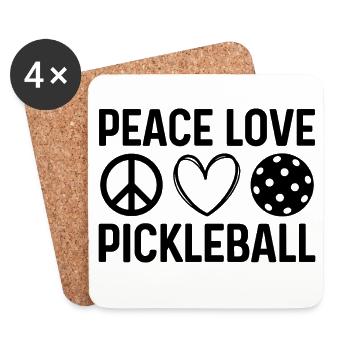 Peace Love Pickleball - Coasters (set of 4) - white - Front