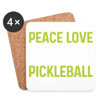 Frieden Liebe Pickleball - Untersetzer (4er-Set) - Weiß - Vorne