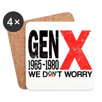Génération X – Vieille école et fière - Dessous de verre (lot de 4) - blanc - Devant