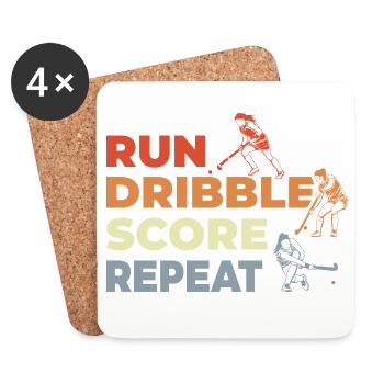 Run, dribble, score, repeat - Coasters (set of 4) - white - Front