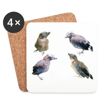 Geai des jeunes oiseaux - Dessous de verre (lot de 4) - blanc - Devant