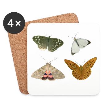 Insectes Papillons - Dessous de verre (lot de 4) - blanc - Devant