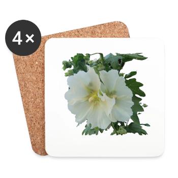 Rose trémière - Dessous de verre (lot de 4) - blanc - Devant
