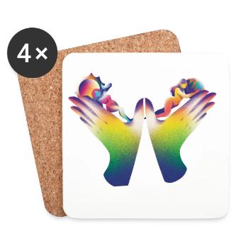 Rainbow Hands of Care - Coasters (set of 4) - white - Front