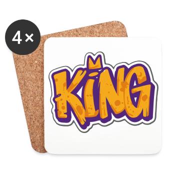 King - Graffiti coloré Streetwear Design - Dessous de verre (lot de 4) - blanc - Devant