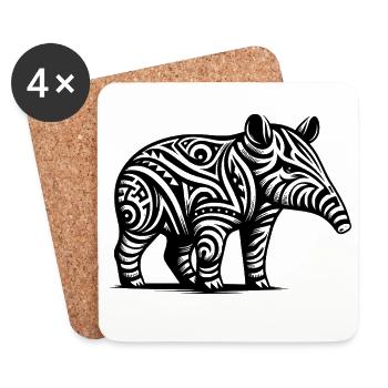 Tapir tribal - Dessous de verre (lot de 4) - blanc - Devant