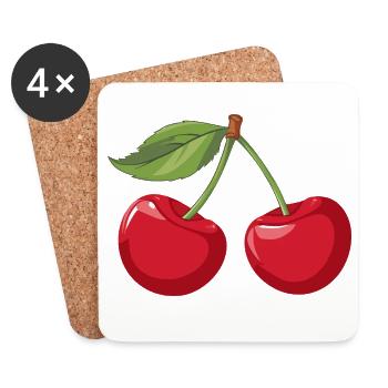 Vibrant Cherry Illustration - Coasters (set of 4) - white - Front
