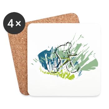 Rickel's Design: Cyclists 2025 - Coasters (set of 4) - white - Front