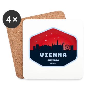 Vienna Skyline Excursion T-Shirt Design - Coasters (set of 4) - white - Front