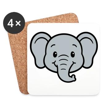 Verspielter Elefanten-Print für Kinder - Untersetzer (4er-Set) - Weiß - Vorne