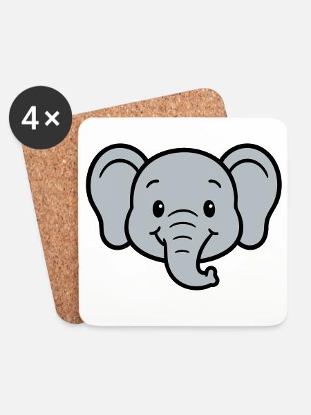 Playful elephant print for children - Coasters (set of 4) - white