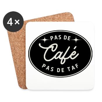 Kein Kaffee, keine Arbeit – Minimalis Vintage T-Shirt - Untersetzer (4er-Set) - Weiß - Vorne