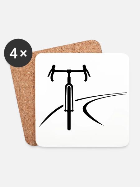 Minimalistische Gravelbike-Frontsilhouette - Untersetzer (4er-Set) - Weiß