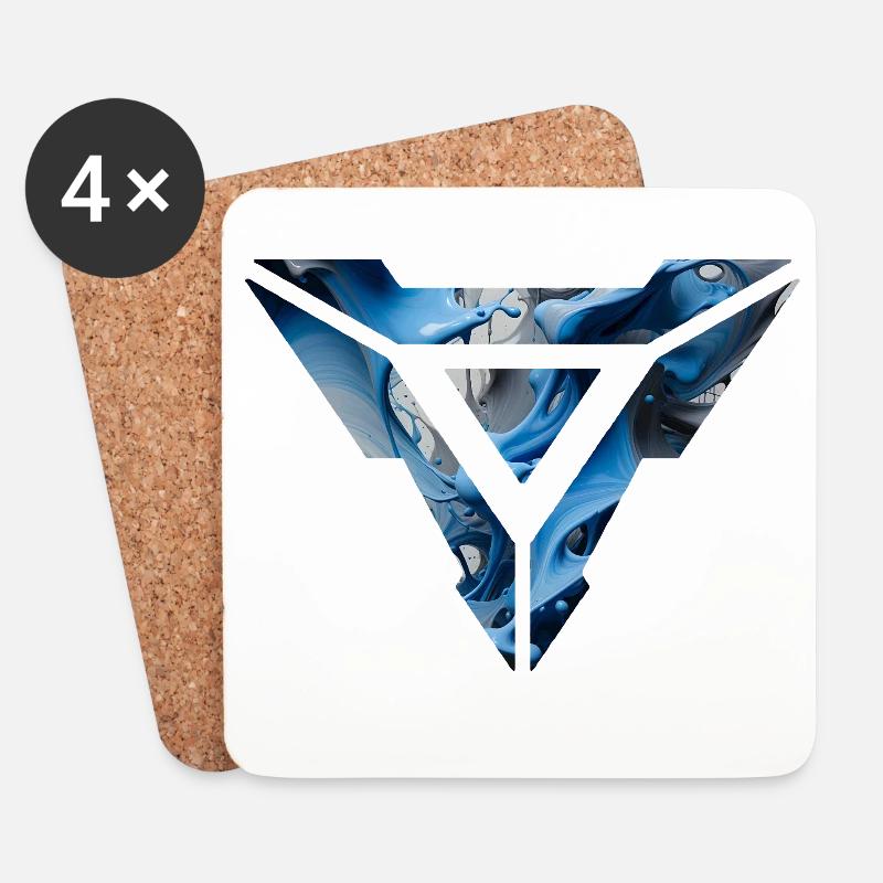 Abstraktes blaues flüssiges dreieckiges Design - Untersetzer (4er-Set) - Weiß