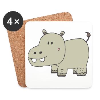 Verspielter Hippo-Charme für Kinder - Untersetzer (4er-Set) - Weiß - Vorne
