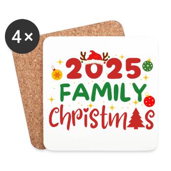MERRY CHRISTMAS, family christmas 2025 - Coasters (set of 4) - white - Front